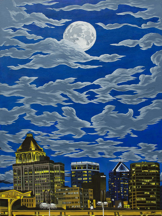 Greensboro Under Moonlight Painting by John Gibbs