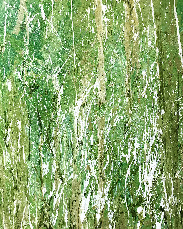 Abstract Painting - Greensward Splash by Mehwish Kamran