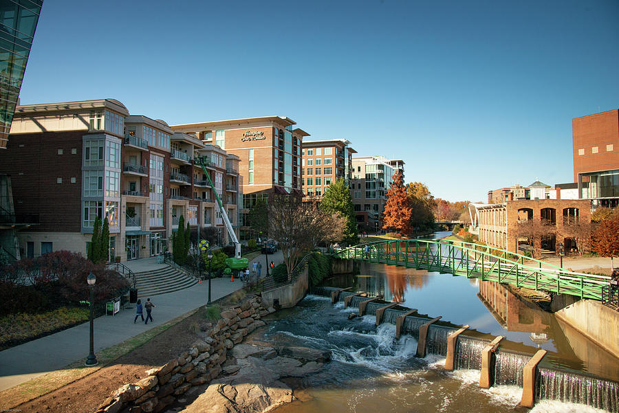 Greenville, Sc, Downtown, Bridge Photograph by Robert Klemm - Fine Art ...