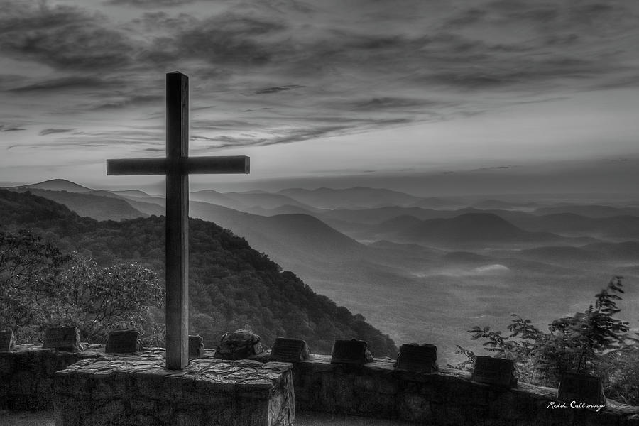 Greenville SC The Magnificent Cross 7 B W Pretty Place Chapel Great Smoky Mountains Landscape Art Photograph by Reid Callaway