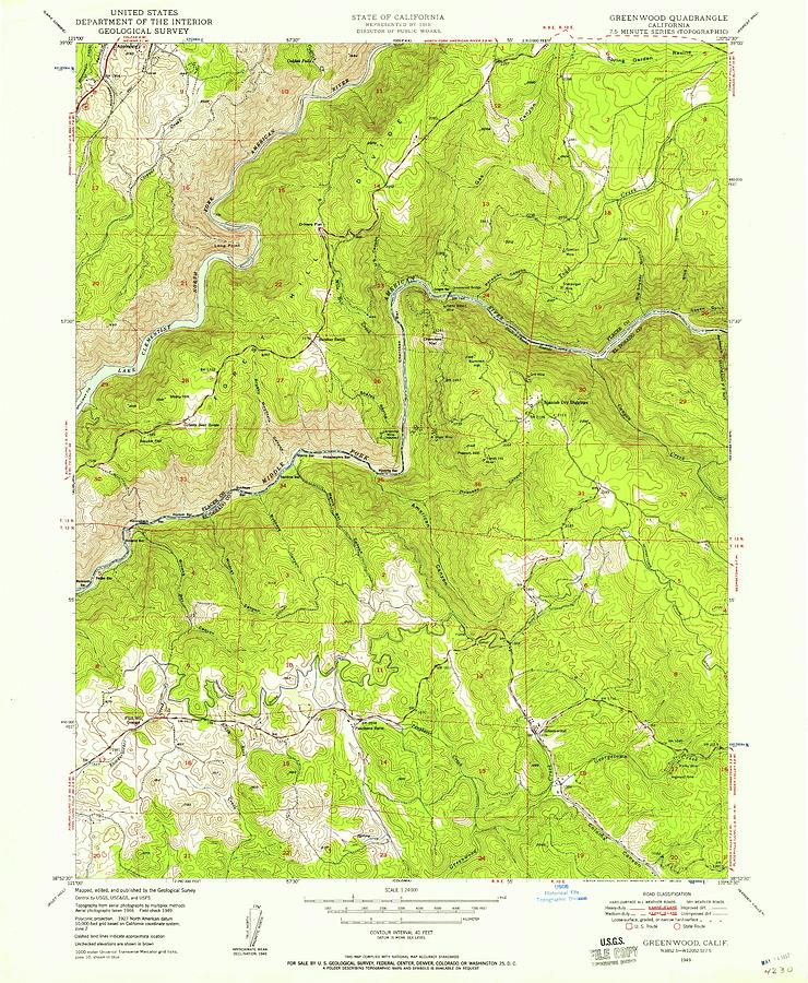 Greenwood CA From 1949 Vintage Map High Quality Mixed Media By Vintage   Greenwood Ca From 1949 Vintage Map High Quality Vintage Map Meltdown 