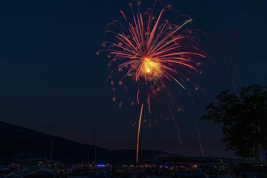 Greenwood Lake Fireworks 1 Photograph by Angelo Marcialis Fine Art