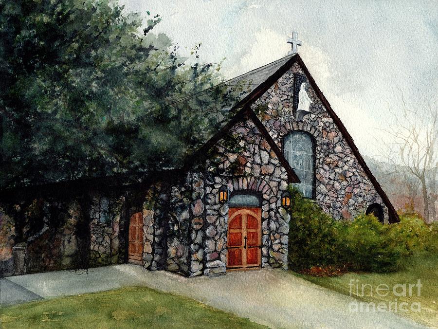 Greenwood Lake Holy Rosary Church   Painting by Janine Riley