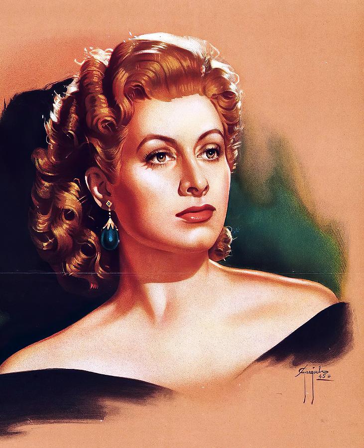Greer Garson, 1945 - art by Sergio Gargiulo Mixed Media by Movie World Posters