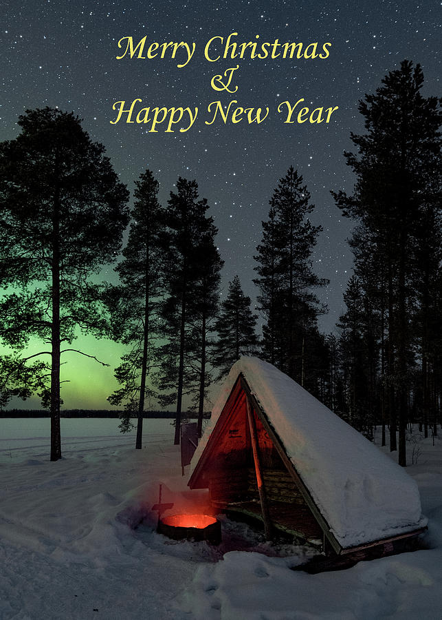 Greeting card - Fire place auroras - Merry Christmas Happy New Year 1 Photograph by Thomas Kast