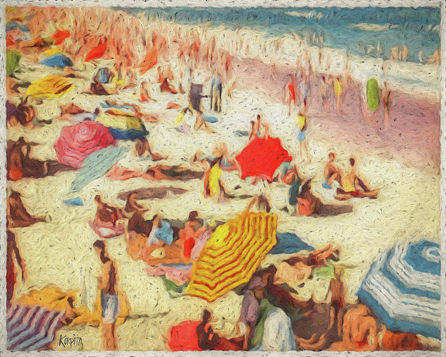 Greetings from a Beach Postcard Digital Art by Rebecca Korpita
