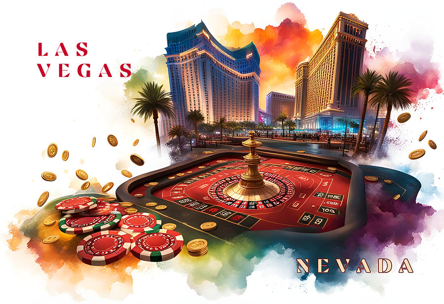Las Vegas Painting - Welcome to the fabulous Las Vegas - The gaming universe by CIKA Gallery