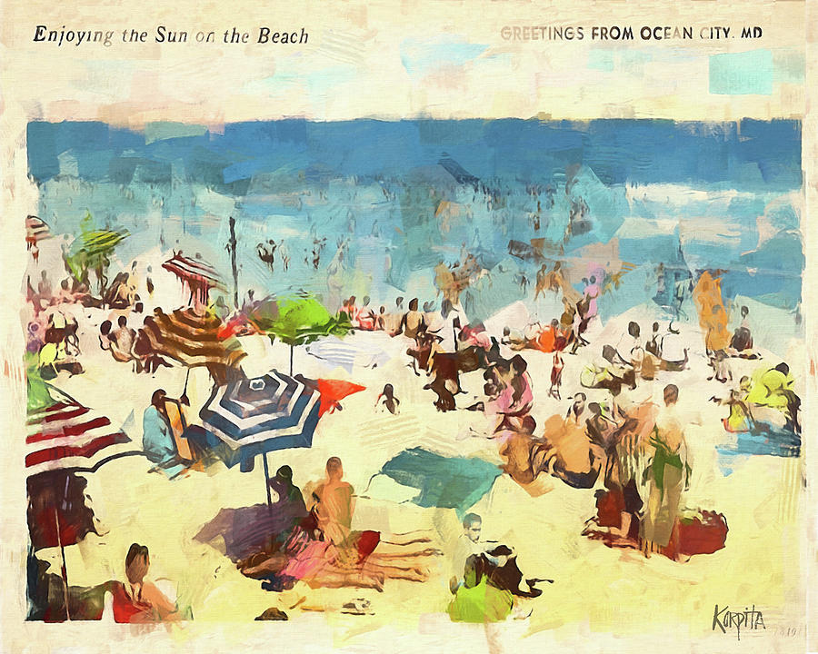 Greetings from Ocean City MD Postcard Digital Art by Rebecca Korpita