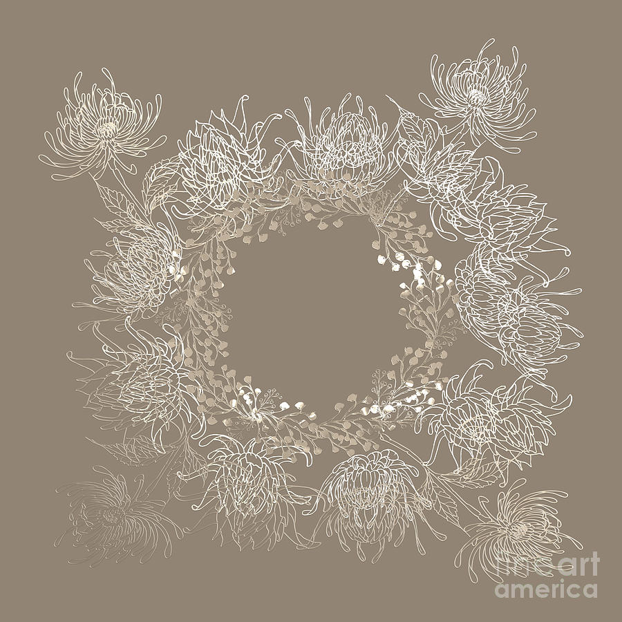 Greige Luminosity Wreath Pattern Photograph by Sharon Mau