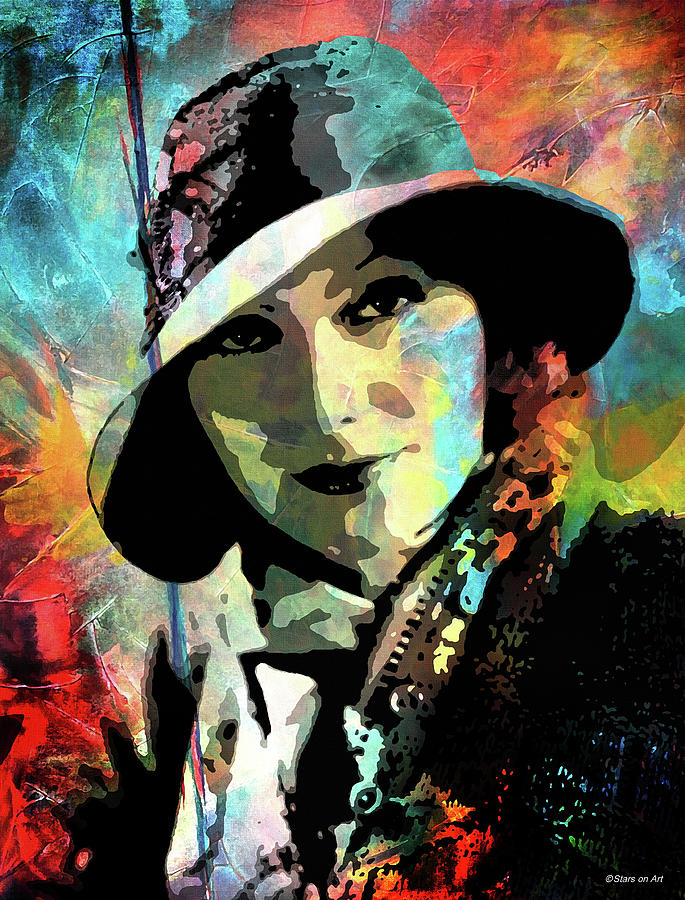 Greta Garbo -3 psychedelic portrait Digital Art by Movie World Posters
