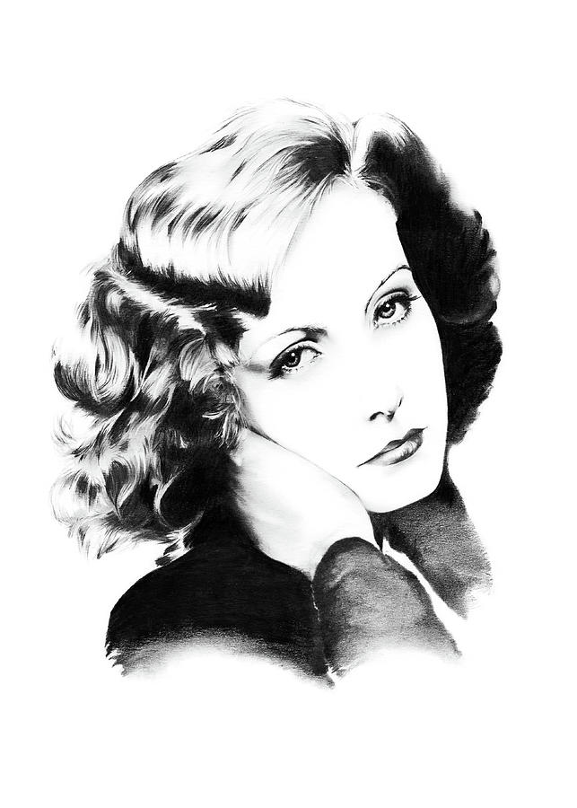 Hollywood Drawing - Greta Garbo by Dirk Richter