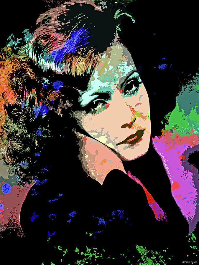 Greta Garbo psychedelic portrait Digital Art by Movie World Posters