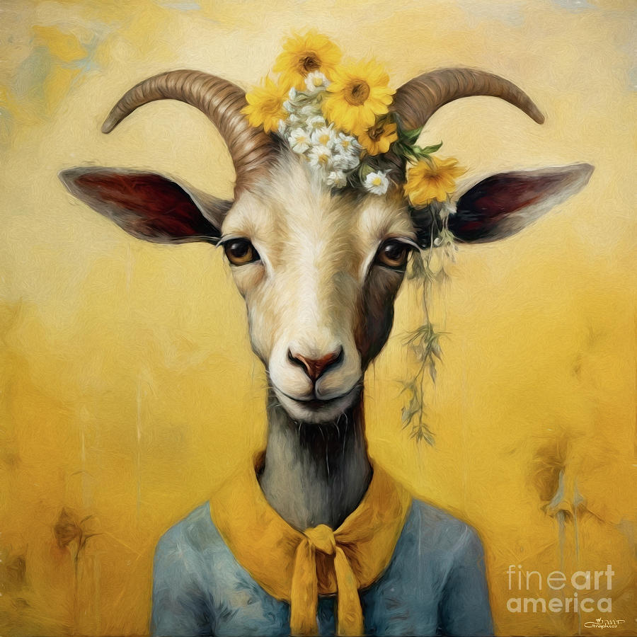Greta the Goat Digital Art by Jutta Maria Pusl
