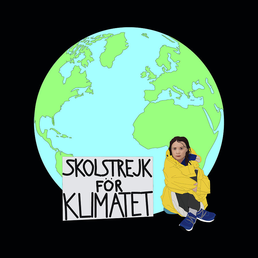 Greta Thunberg Strikes for the Climate Digital Art by Teresamarie Yawn