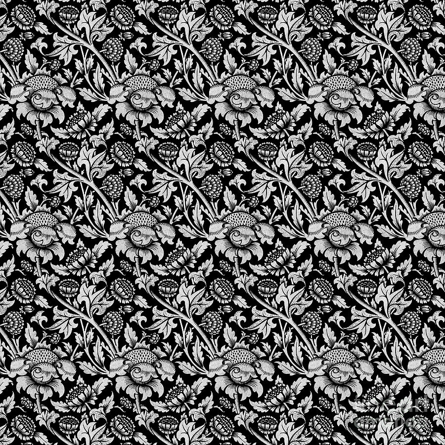 Grey and Black Floral Romance Digital Art by Jean Plout