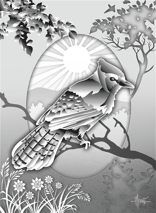 Grey Bird Painting by Anthony Mwangi