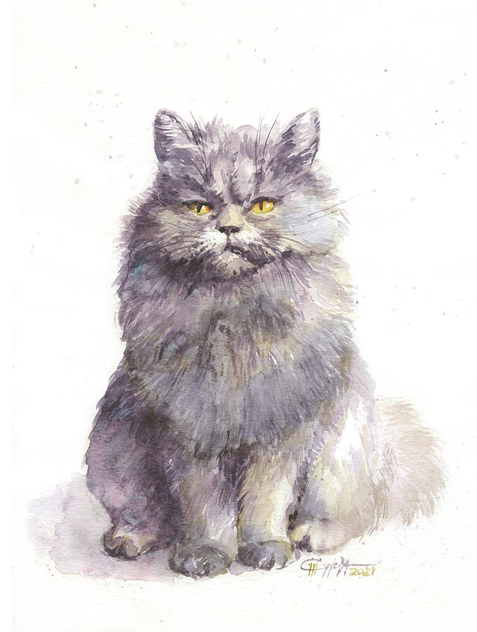 Grey Cat Painting By Natalia Sukhova Fine Art America