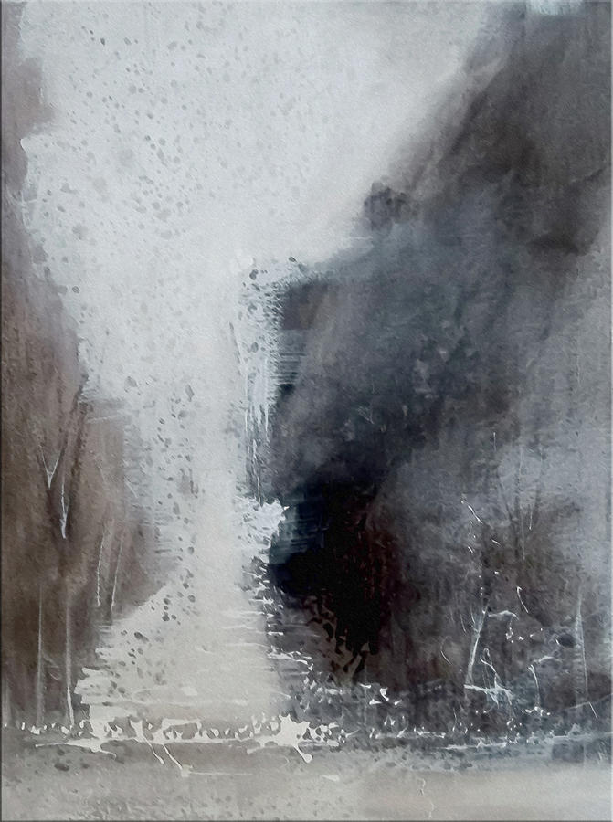 Grey Day Waterway Painting by Lisa Kaiser