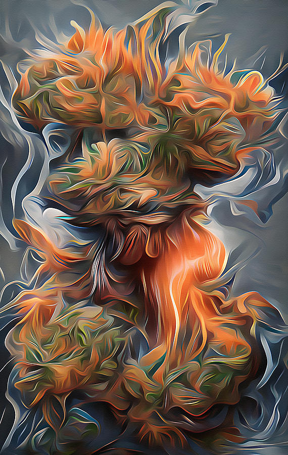 Grey Fiery Wet Nug Bud Weed Pot Strain Digital Art by Nug Prints - Fine ...