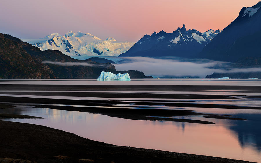 Grey Glacier and Grey Lake at sunset, Torres del Paine National Park, Chile Photograph by Panoramic Images