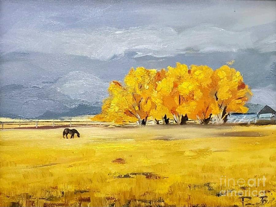 Tree Painting - Grey Montana Sky by Paige Briscoe