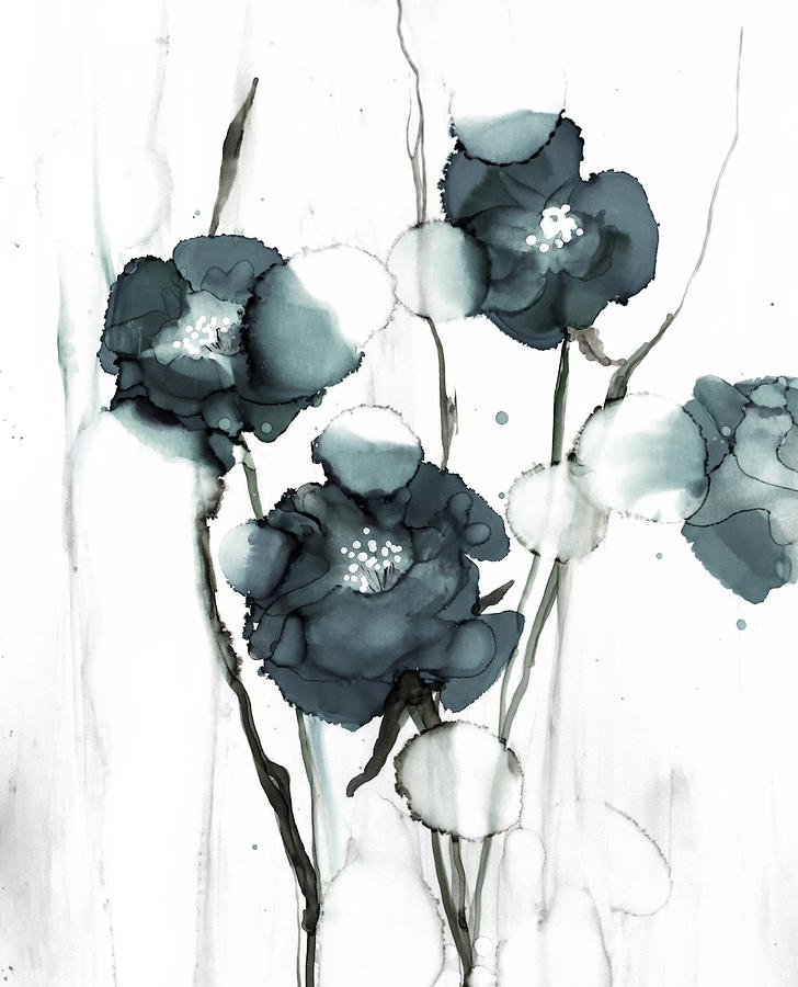 Grey Poppies Painting by Julie Tibus