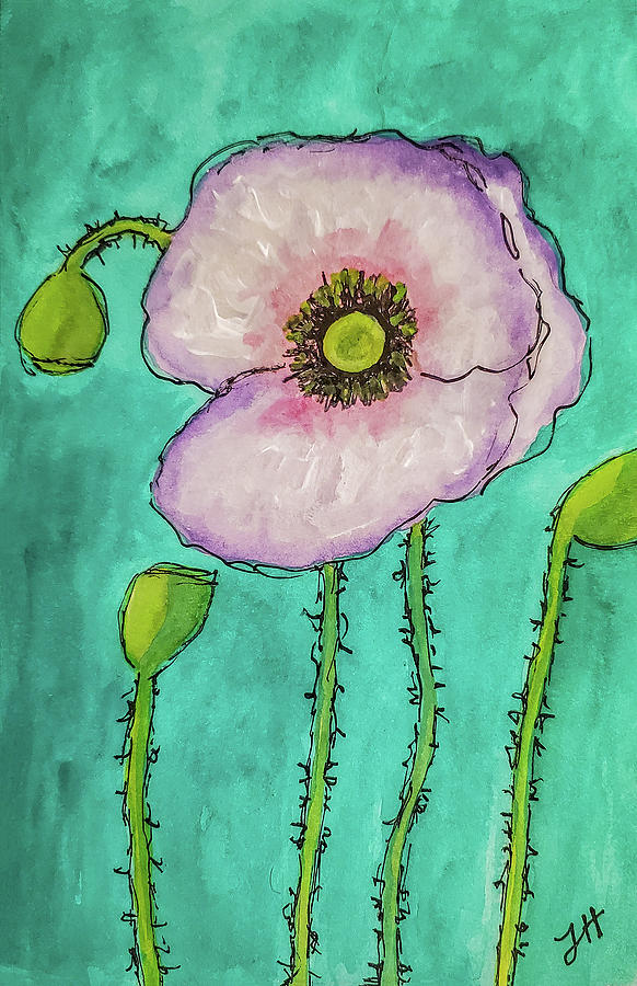 Grey Poppy Painting by Jean Haynes