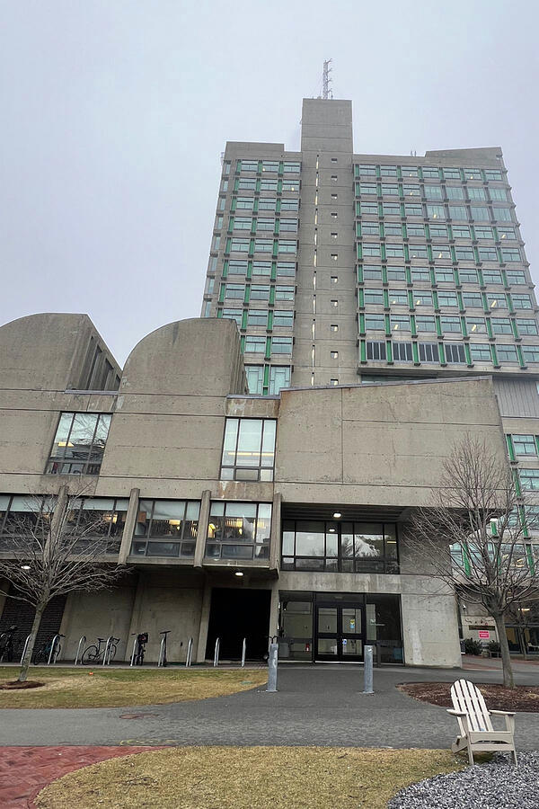 Grey Sky Over the BU Law Library Photograph by Vivid Orchid Designs