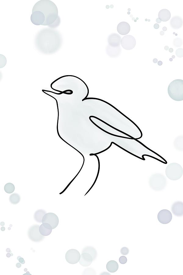 Grey Watercolor Song Bird Digital Art by Pamela Williams