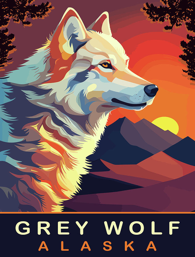 Wildlife Digital Art - Grey Wolf, Alaska by Long Shot