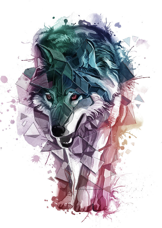 Grey Wolf Geometric Digital Art