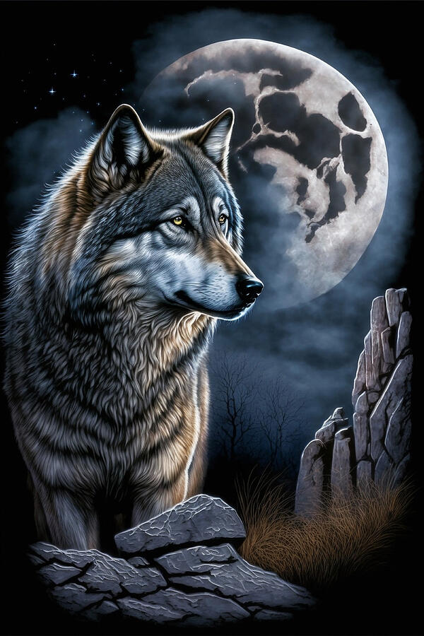 Grey Wolf Midnight Digital Art by Steve McKinzie - Fine Art America