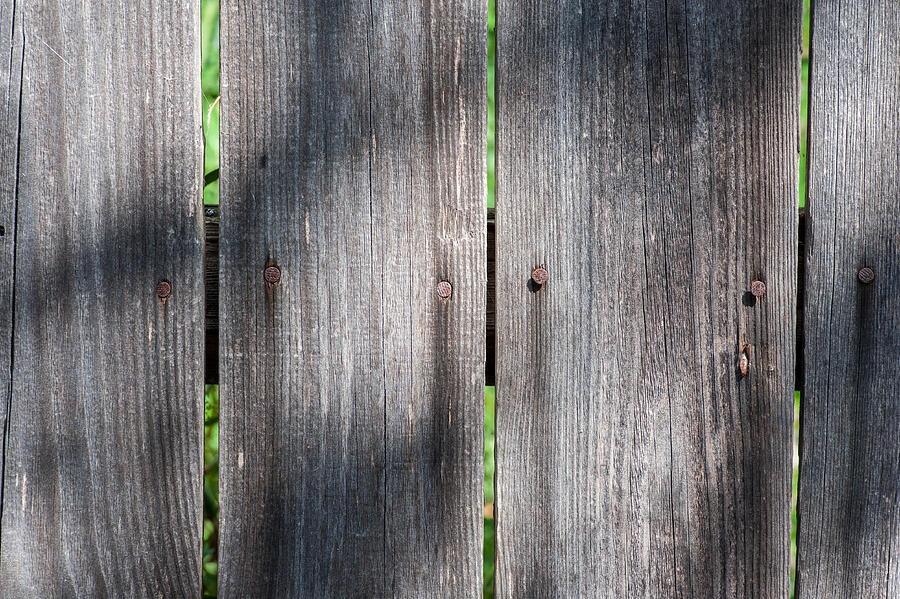 Grey wood  old planks texture background with sun and shadows Photograph by Yashabaker