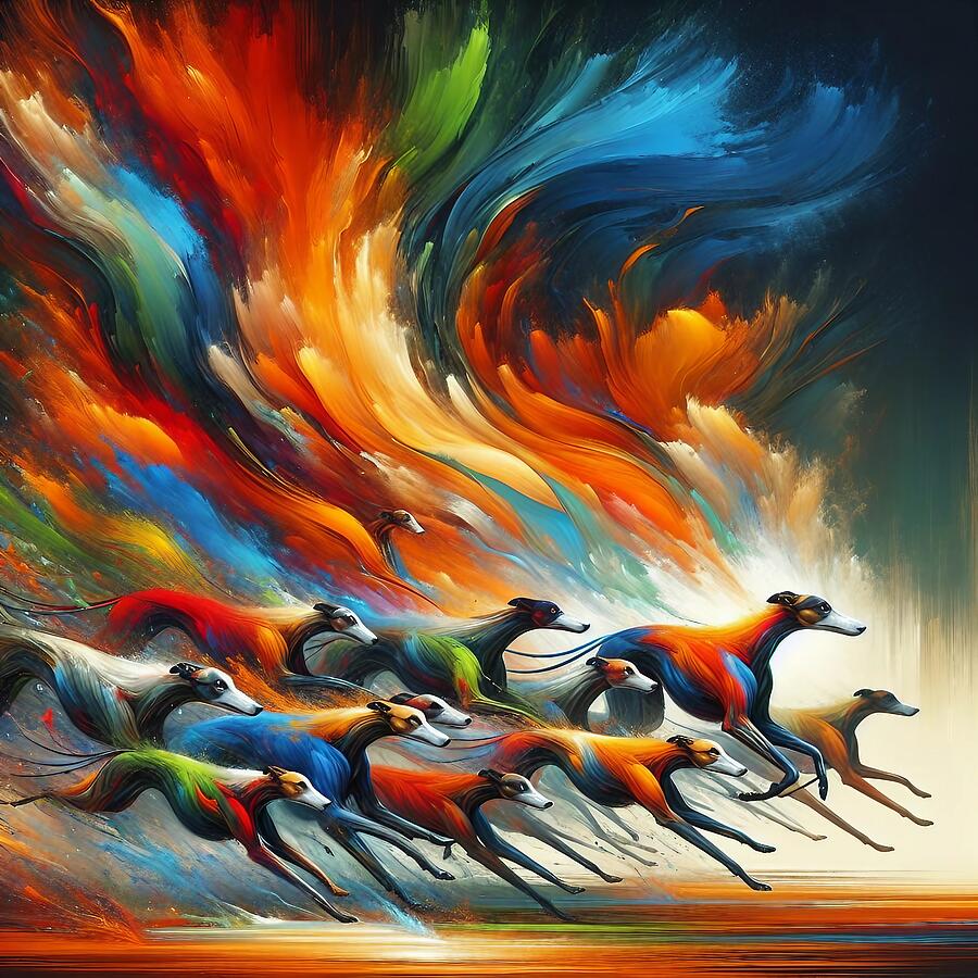 Greyhound Racing Digital Art by Stephanie Fischer Greyhound Racing Digital Art by Stephanie Fischer