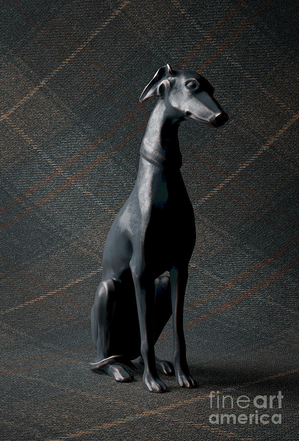 Dog Digital Art - Greyhound Sculpture Tweed Background by Allan Swart