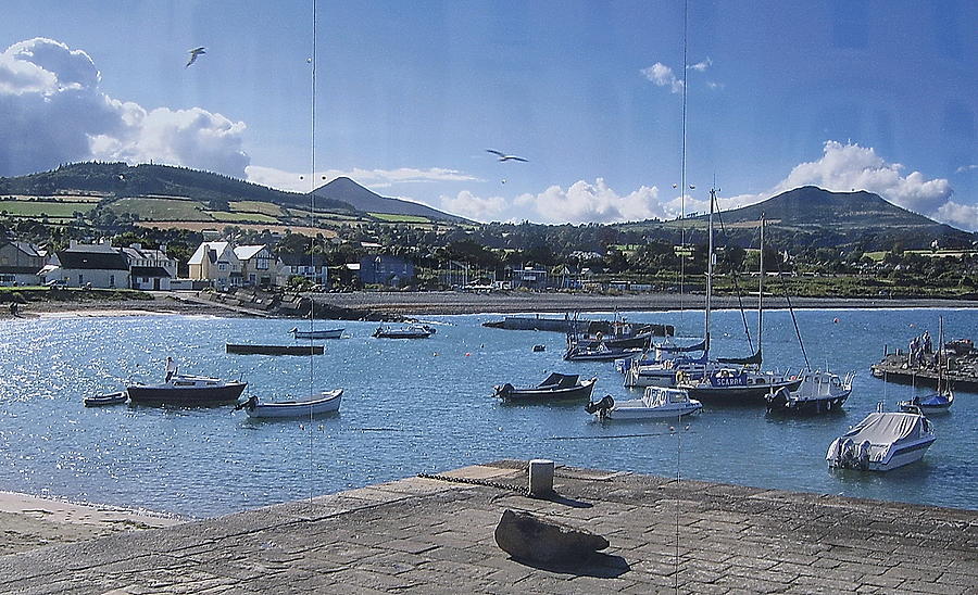 Greystones Harbour Panorama. Painting by Val Byrne