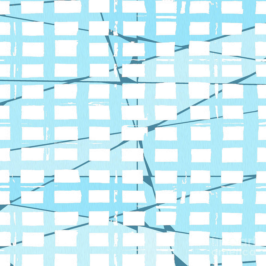 Grid Abstract Blue Modern Square Digital Art by Edward Fielding