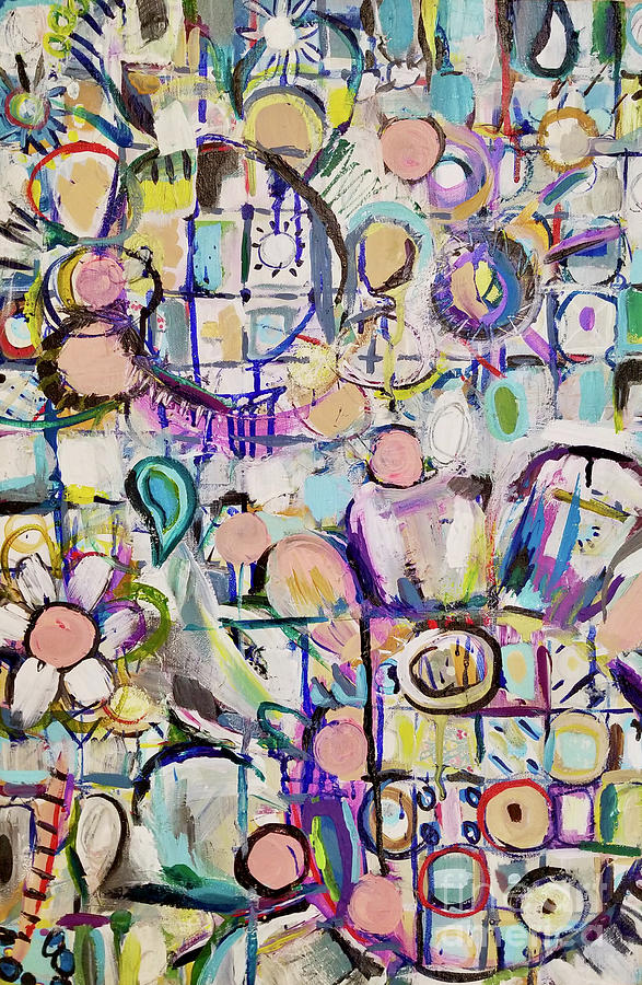 Grid Floral Painting by Catherine Gruetzke-Blais