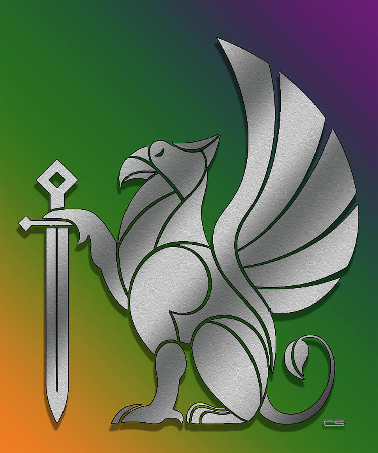 Griffin - Pewter Digital Art by Chuck Staley