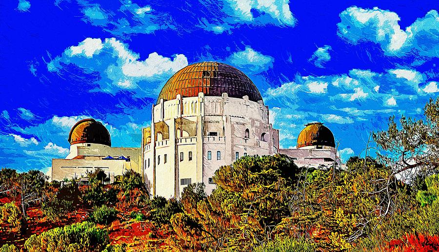 Griffith Observatory, Los Angeles - impressionist painting Digital Art by Nicko Prints