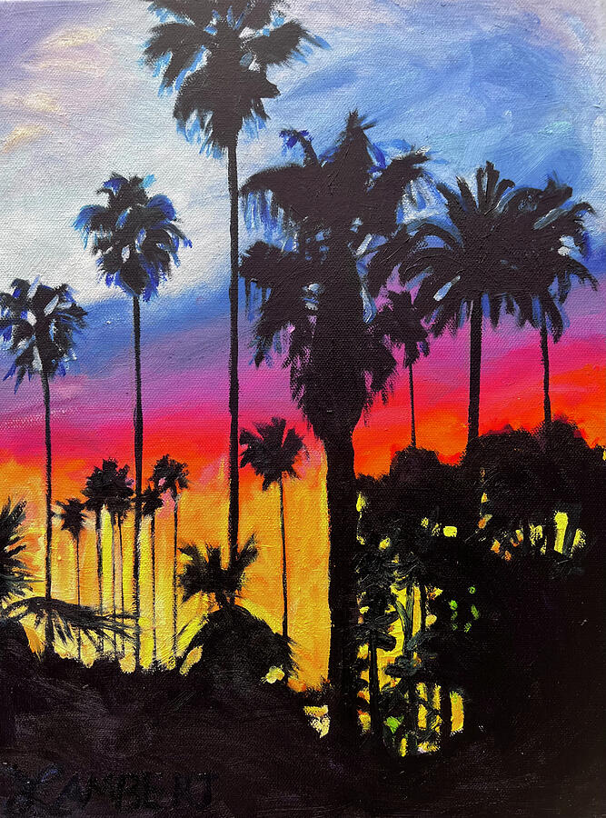 Griffith Park Magic Hour Painting by Bonnie Lambert Griffith Park Magic Hour Painting by Bonnie Lambert