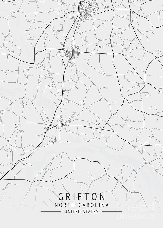 Grifton - North Carolina US Gray City Map Digital Art by Tien Stencil ...