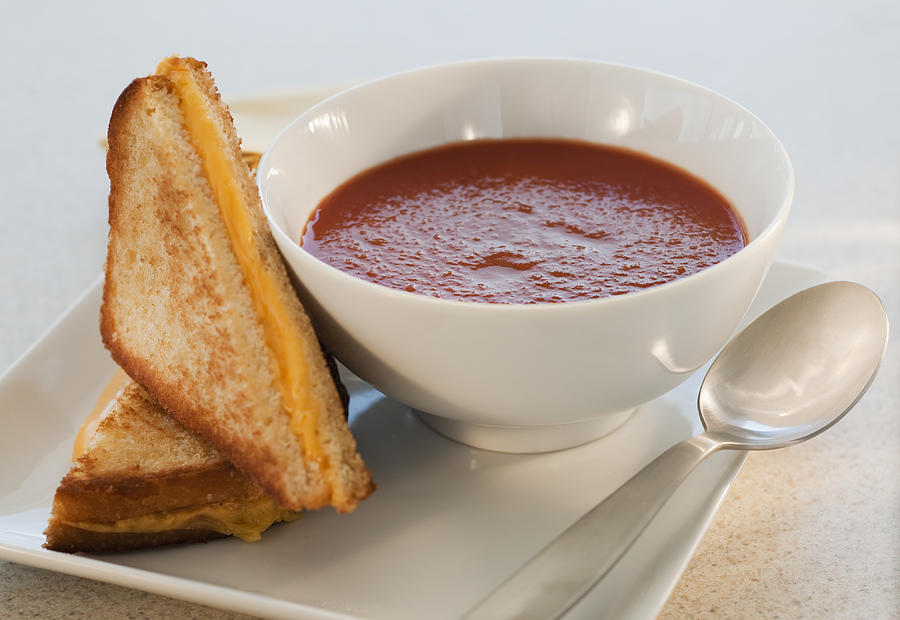 Grilled cheese and tomato soup Photograph by Tetra Images