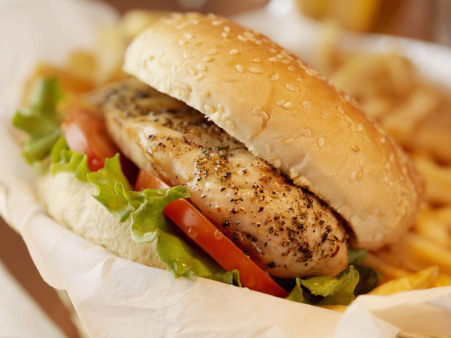 Grilled Chicken Burger with French Fries Photograph by LauriPatterson