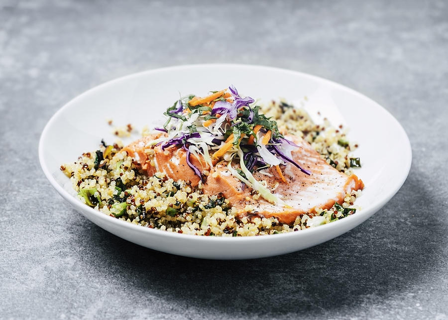 Grilled salmon fillet with quinoa Photograph by Claudia Totir