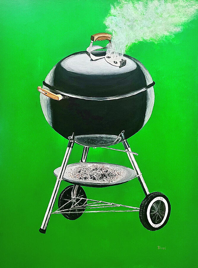 Charcoal Grill Painting - Grillin and Chillin by Thomas Blood