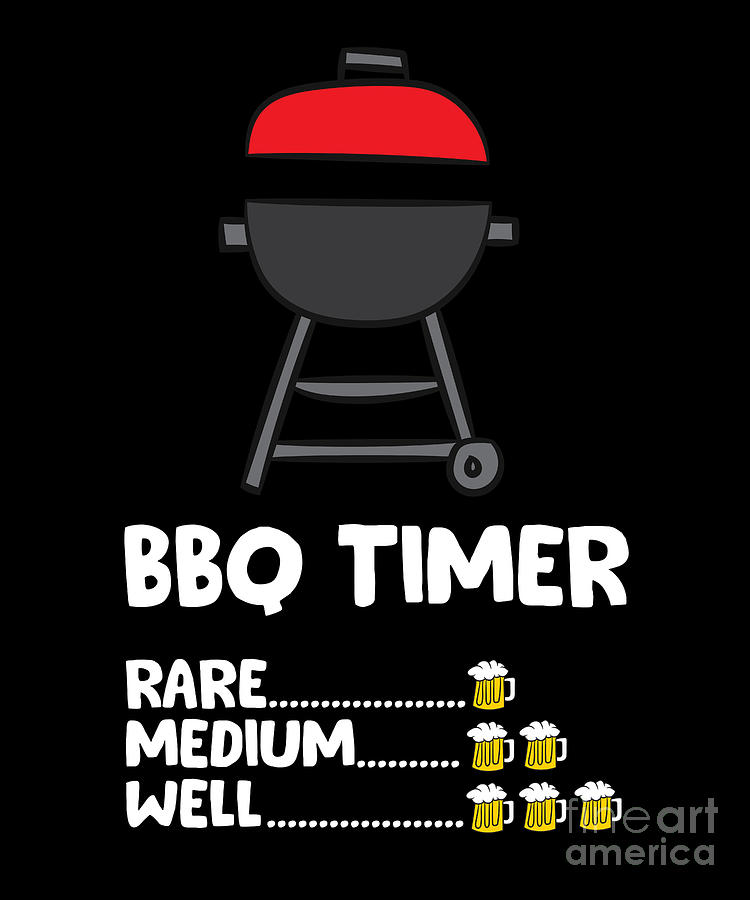 Funny Grilling Barbecue Timer Beer BBQ Grilling Wood Print by EQ