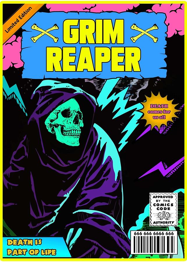 Grim Reaper Vintage Comic Digital Art by Leonard Pabin