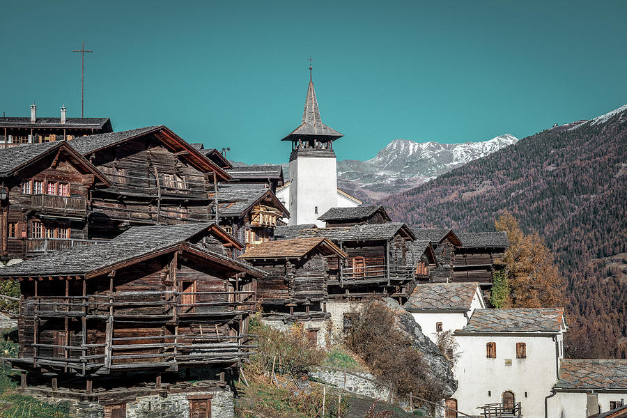 Grimentz, mountain village in the Swiss Alps Photograph by Benoit Bruchez