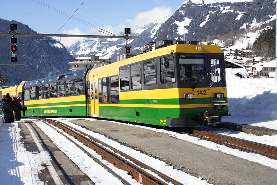 Grindelwald - ski terrain train arriving Photograph by Pejft